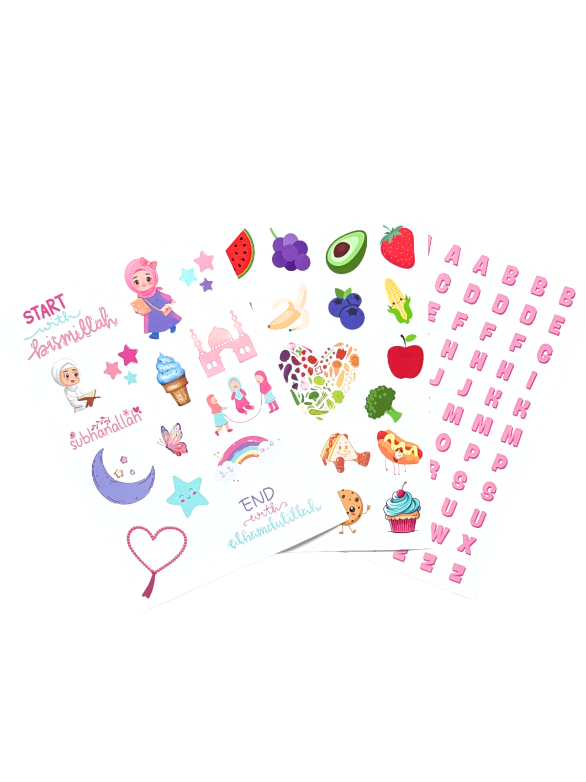 Start with Bismillah Girls Lunchbox Stickers - Set of 3 sheets