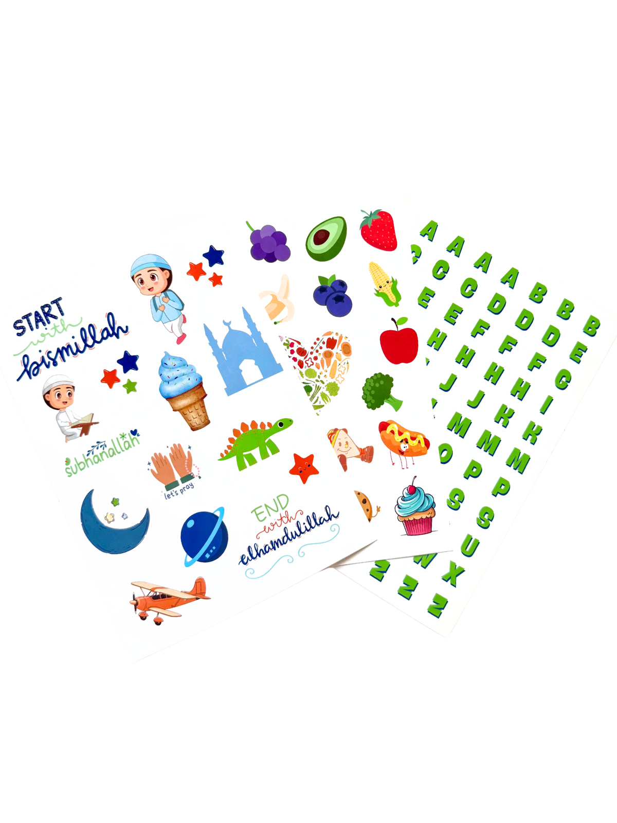 Start with Bismillah Boys Lunchbox Stickers - Set of 3 sheets