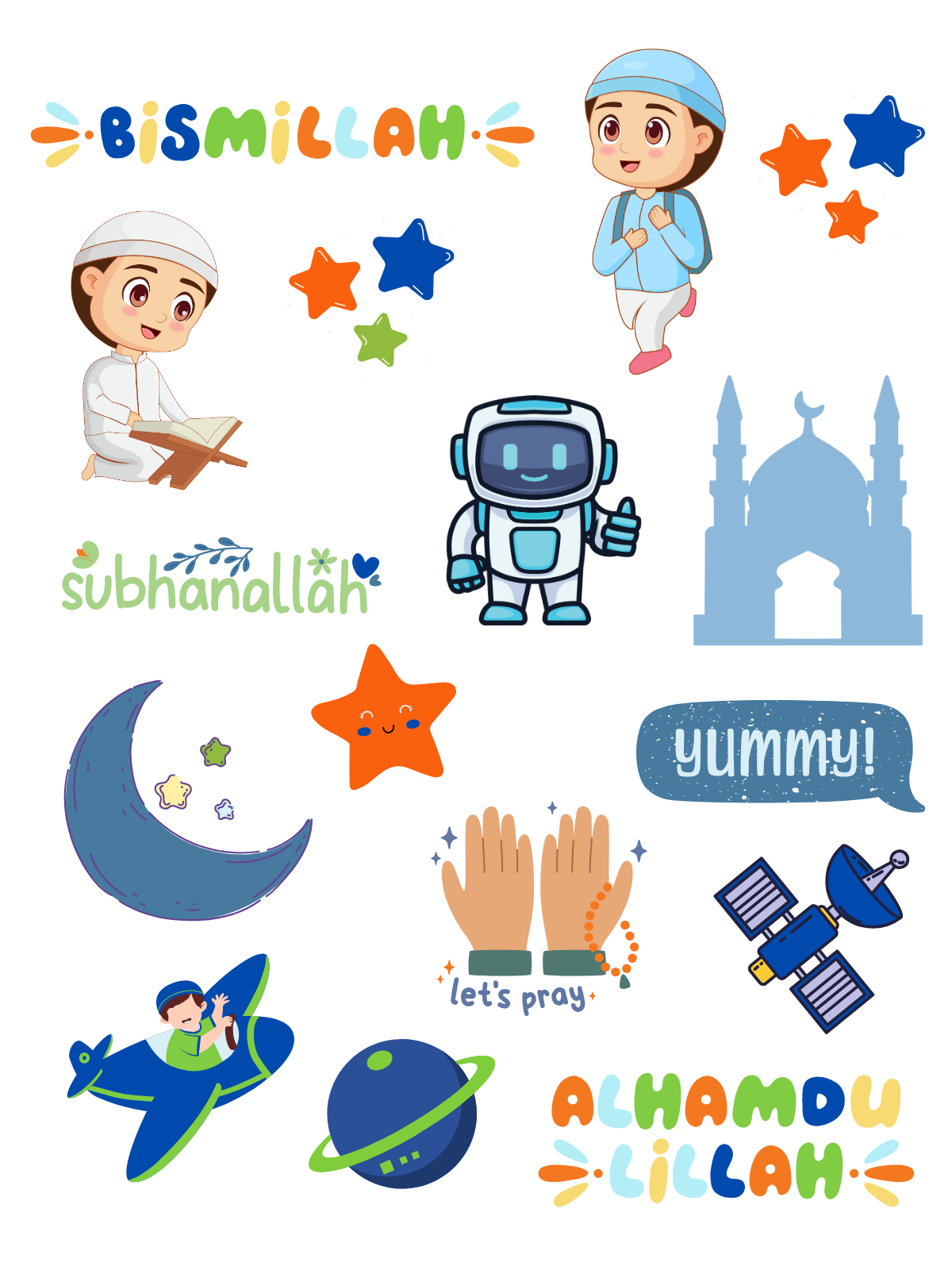 My Islamic Habits Boys Lunchbox Stickers - Set of 3 sheets